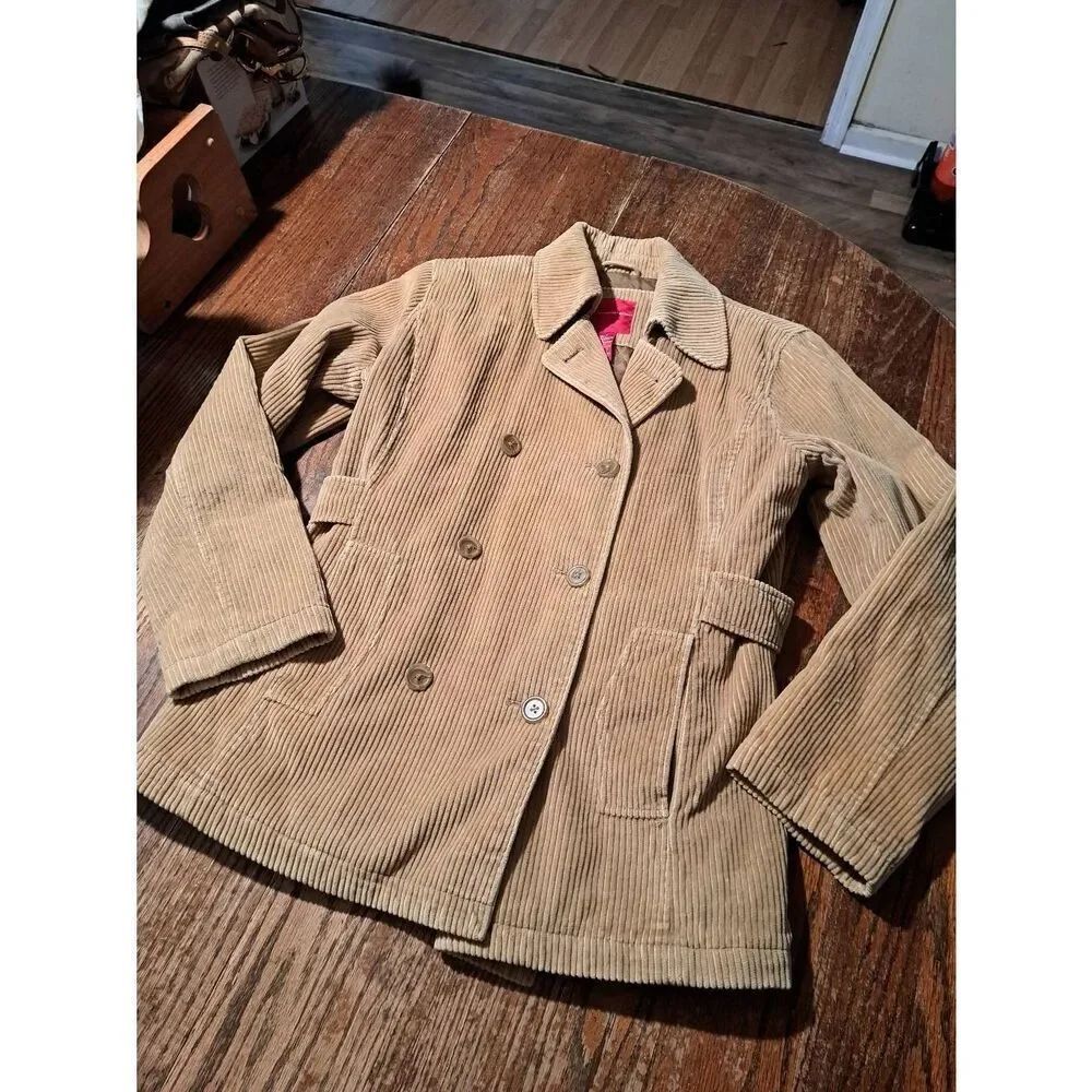Vintage Gloria Vanderbilt Womens Quilted Lined Coat Jacket 1980s Tan Khaki Small